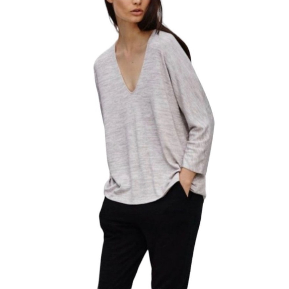 ARITZIA Wilfred Free Lilac Oversized V Neck T-Shirt Size XXS